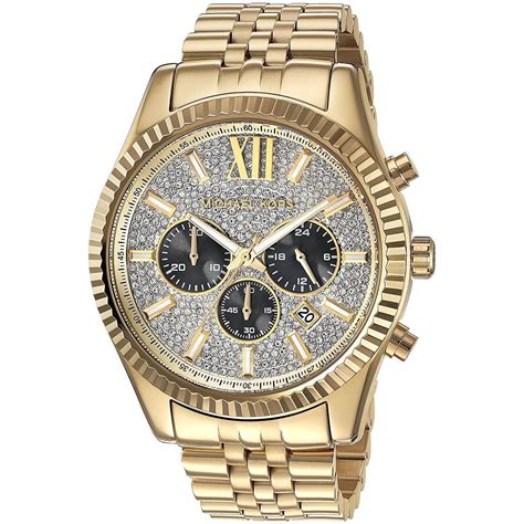 michael kors men's silvertone lexington watch|oversized lexington gold tone watch.